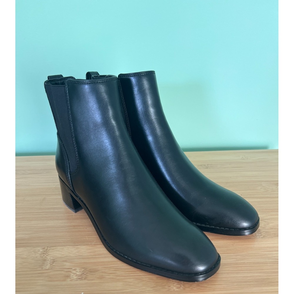 J CREW Black Stacked Heel Chelsea Boots‎ Sz 9.5